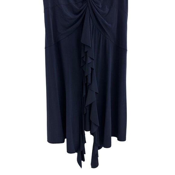 Taylor Navy Blue Knot Sleeveless Handkerchief Ruffle Hem Size 24W 3X Plus - Picture 5 of 9